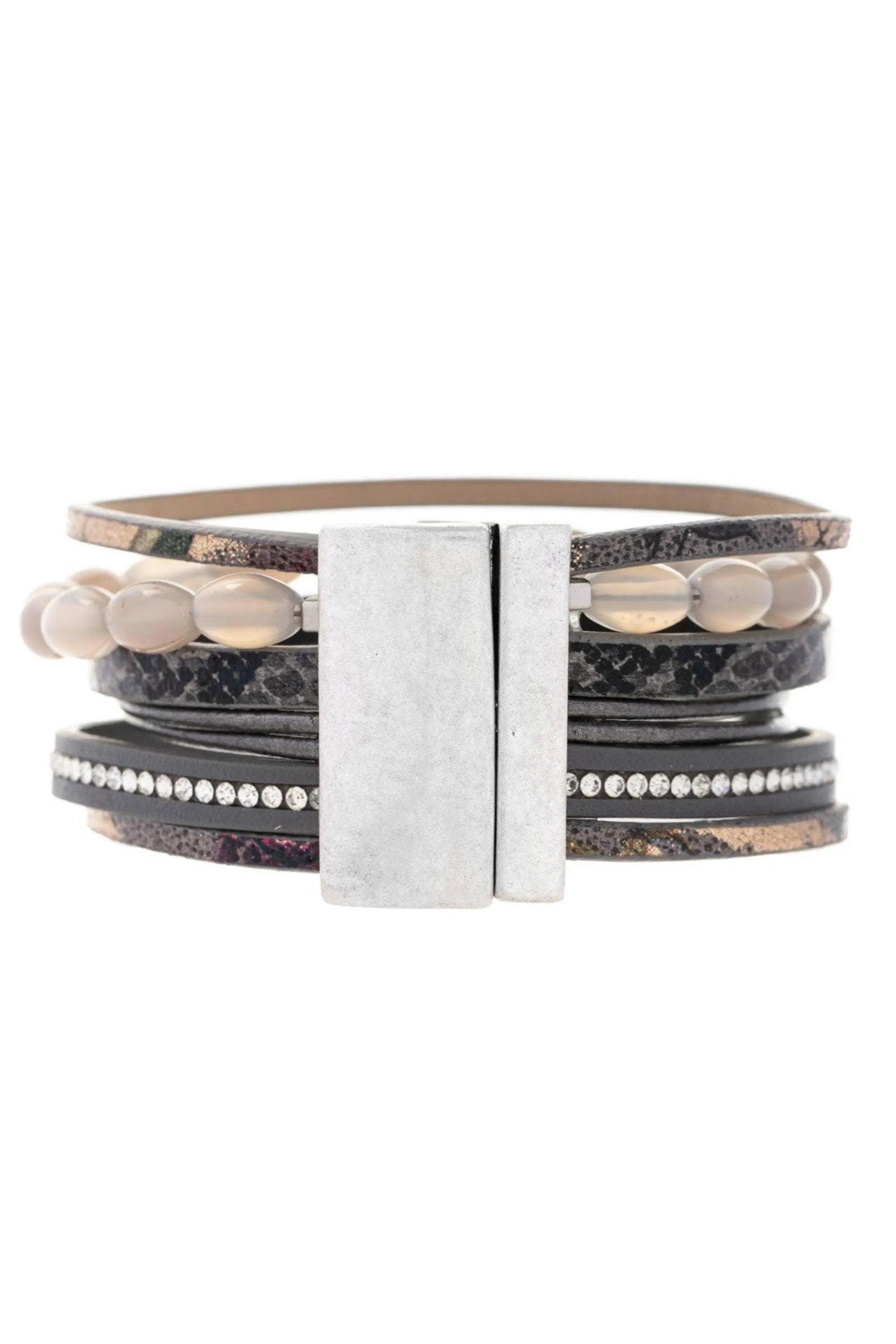 Saachi Agate Beaded Leather Bracelet