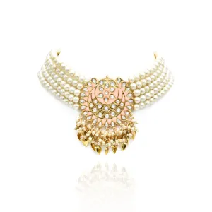 Saima Meenakari Choker Set - Peach