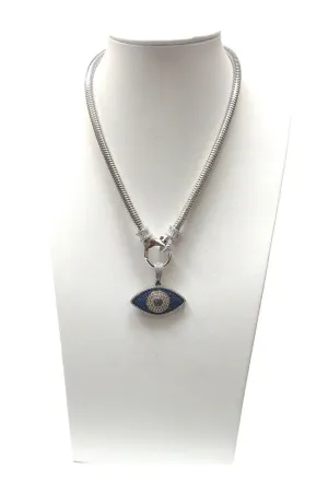 Sil Blue Evil Eye Pendant Necklace