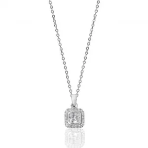 Silver & Co Cubic Zirconia Halo Square Pendant with Chain SPG0003CZ