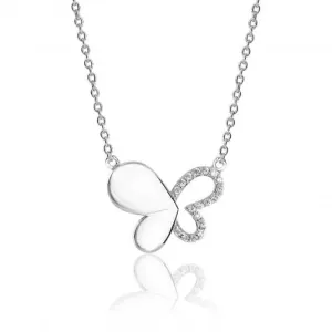 Silver & Co Open Solid Butterfly Cubic Zirconia Pendant SPG0039