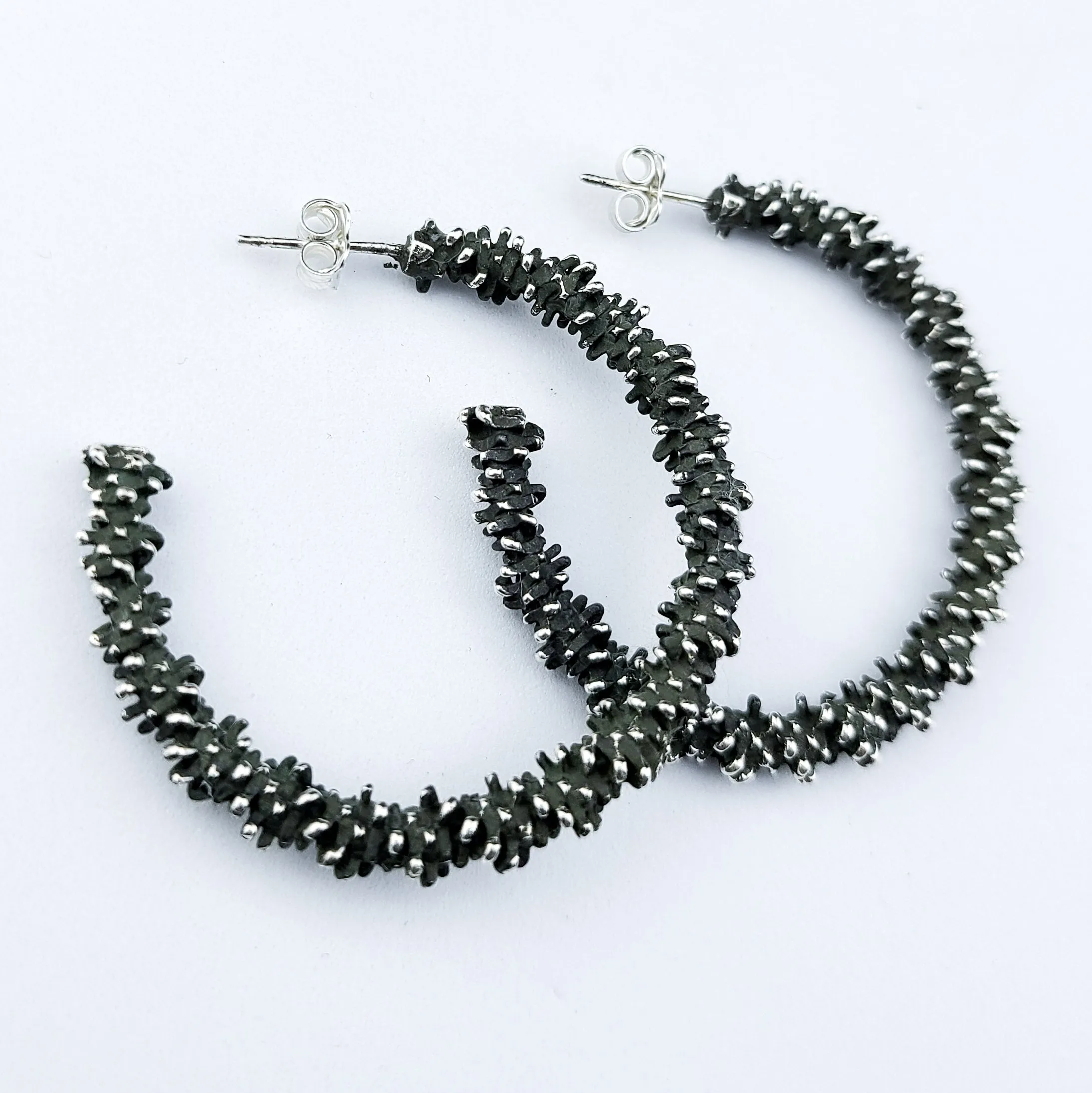 Silver Big Textured Hoops