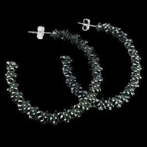 Silver Big Textured Hoops