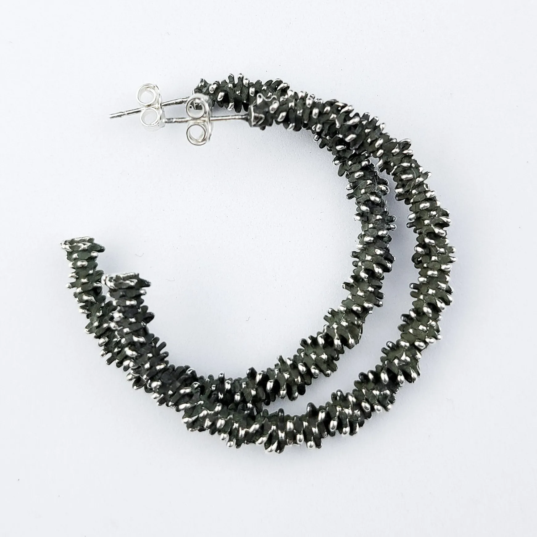 Silver Big Textured Hoops