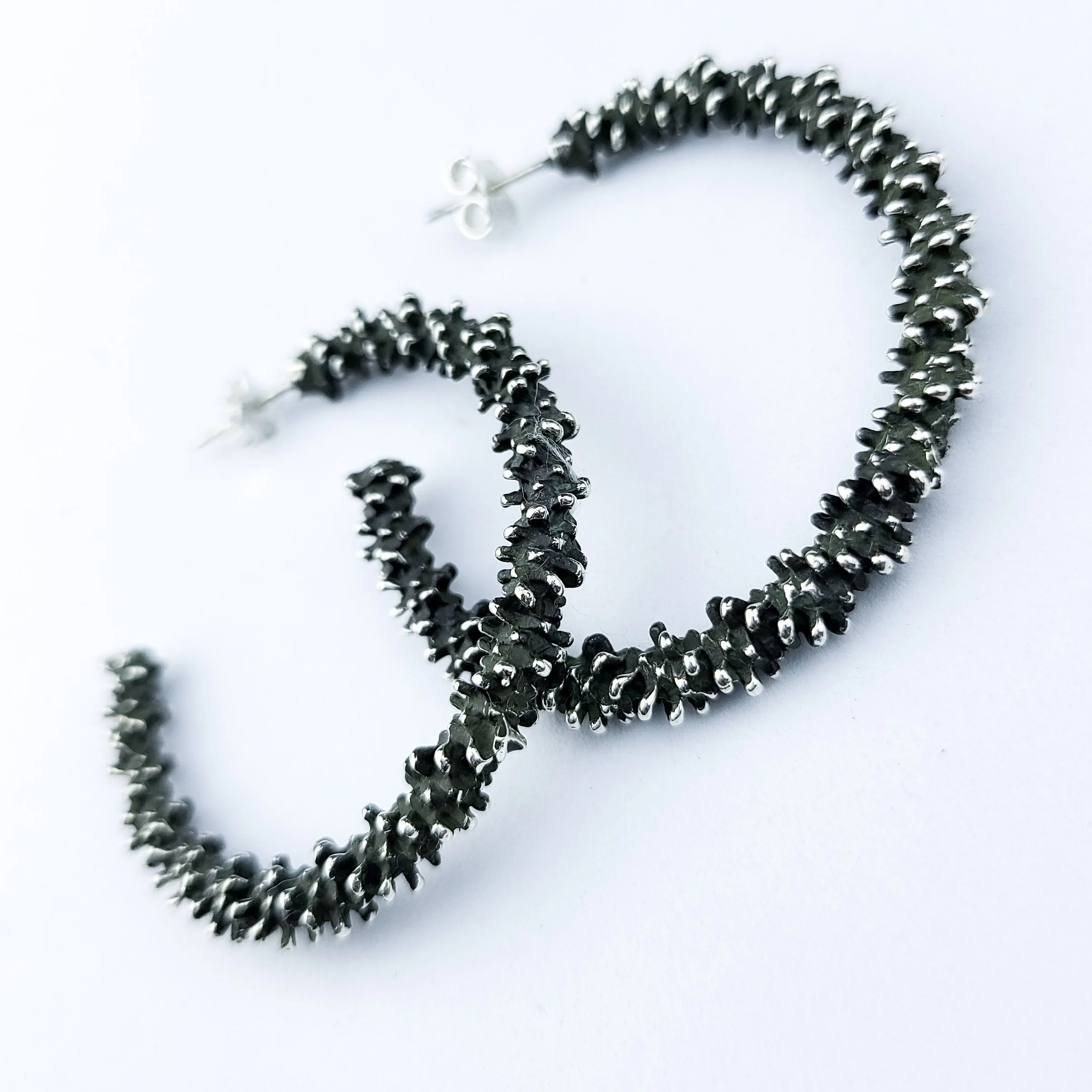 Silver Big Textured Hoops