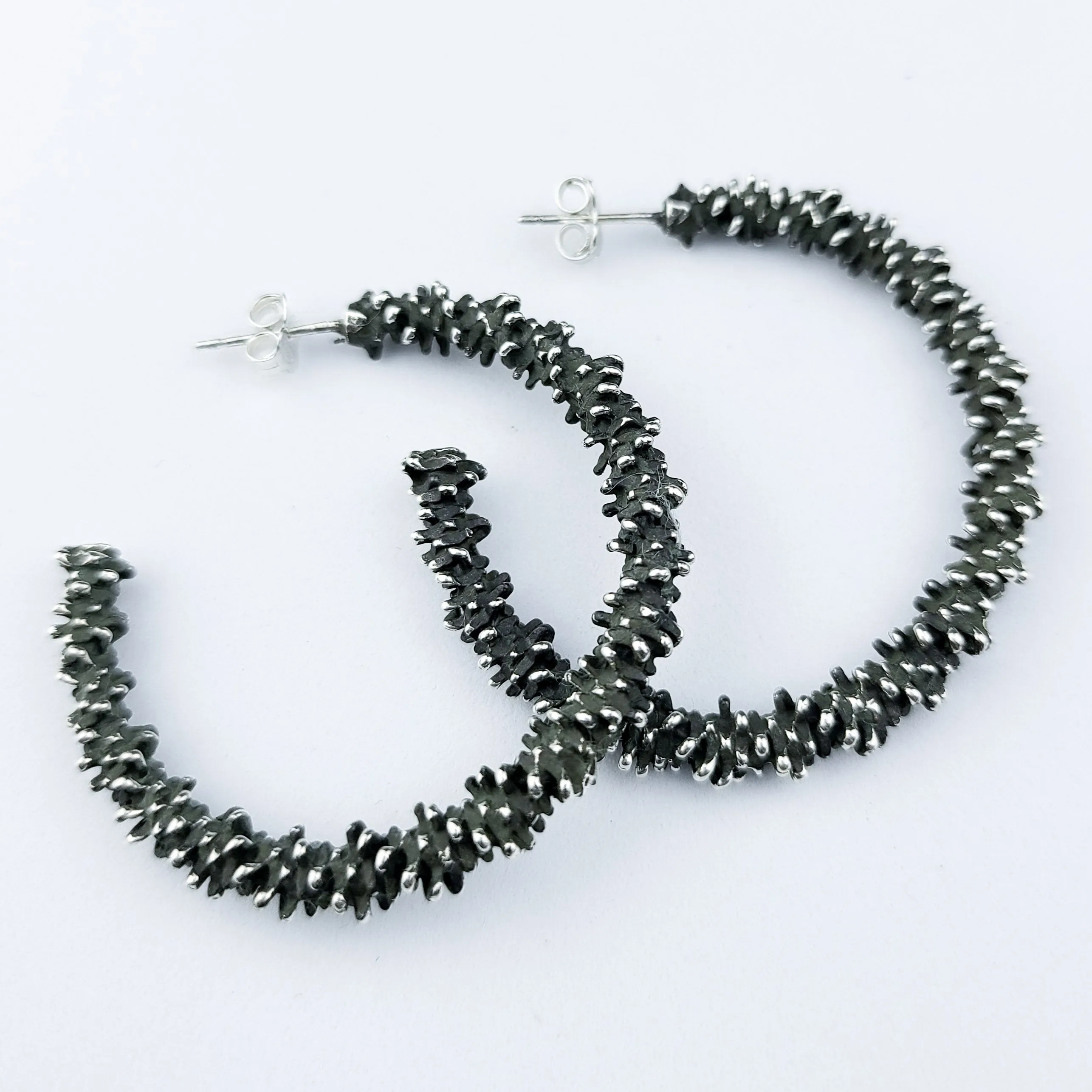 Silver Big Textured Hoops