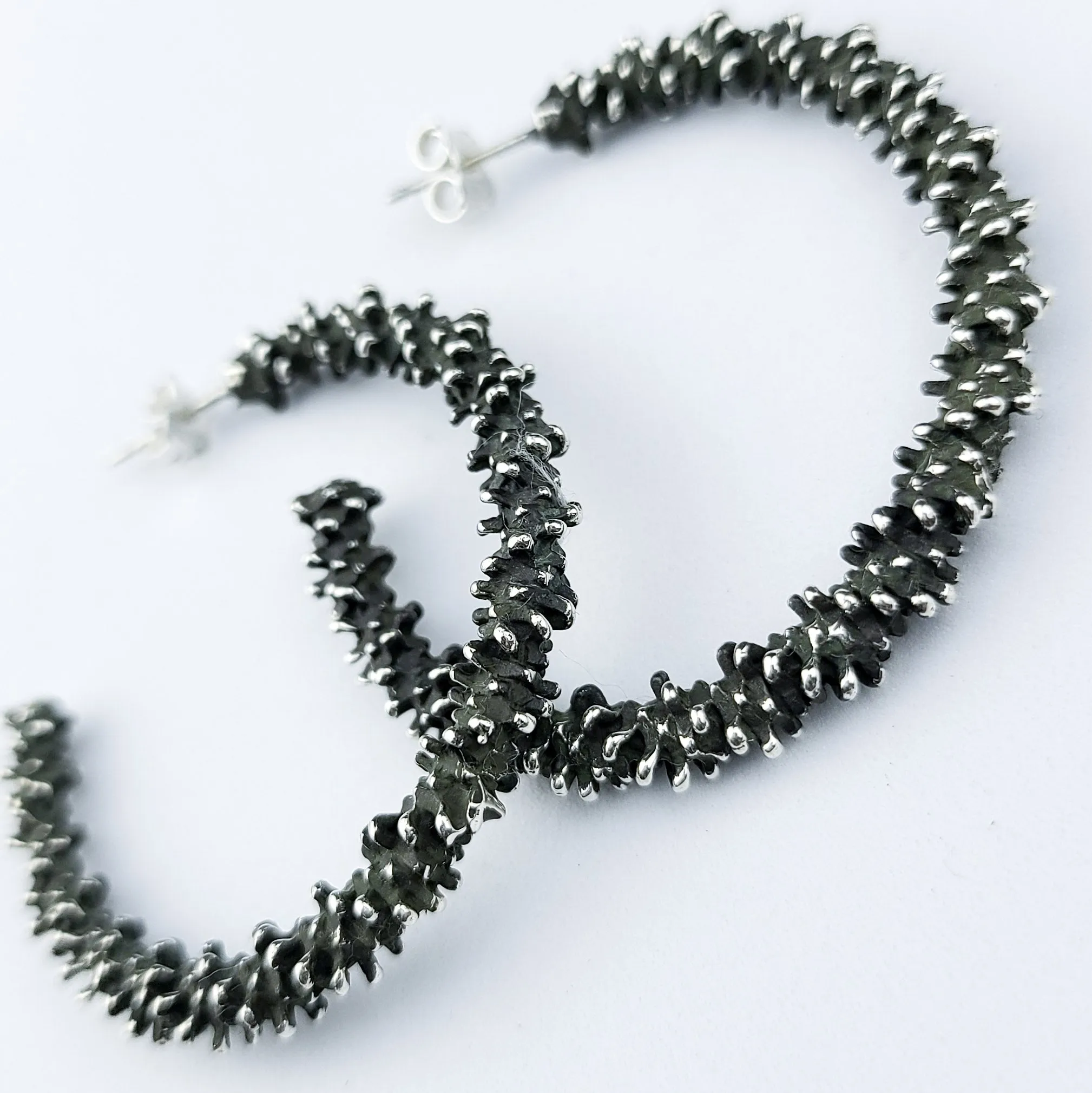 Silver Big Textured Hoops