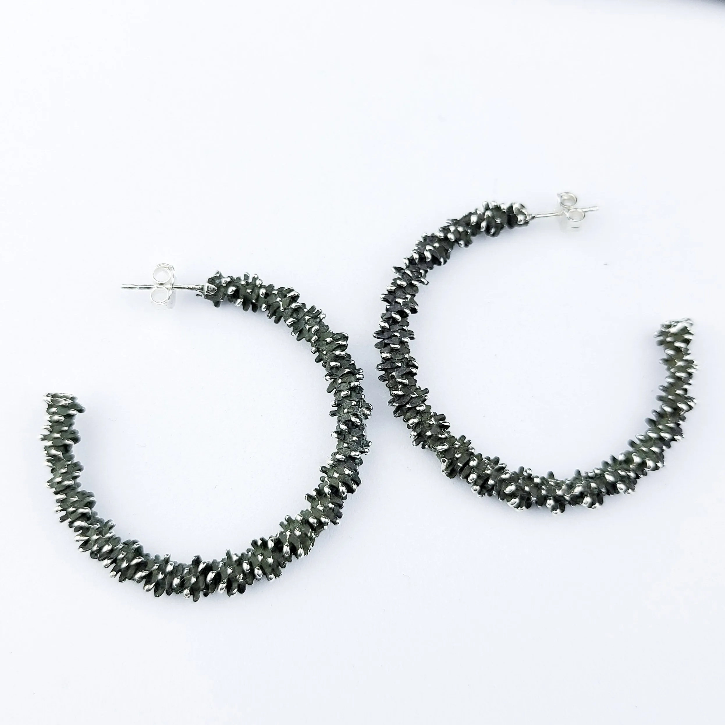 Silver Big Textured Hoops