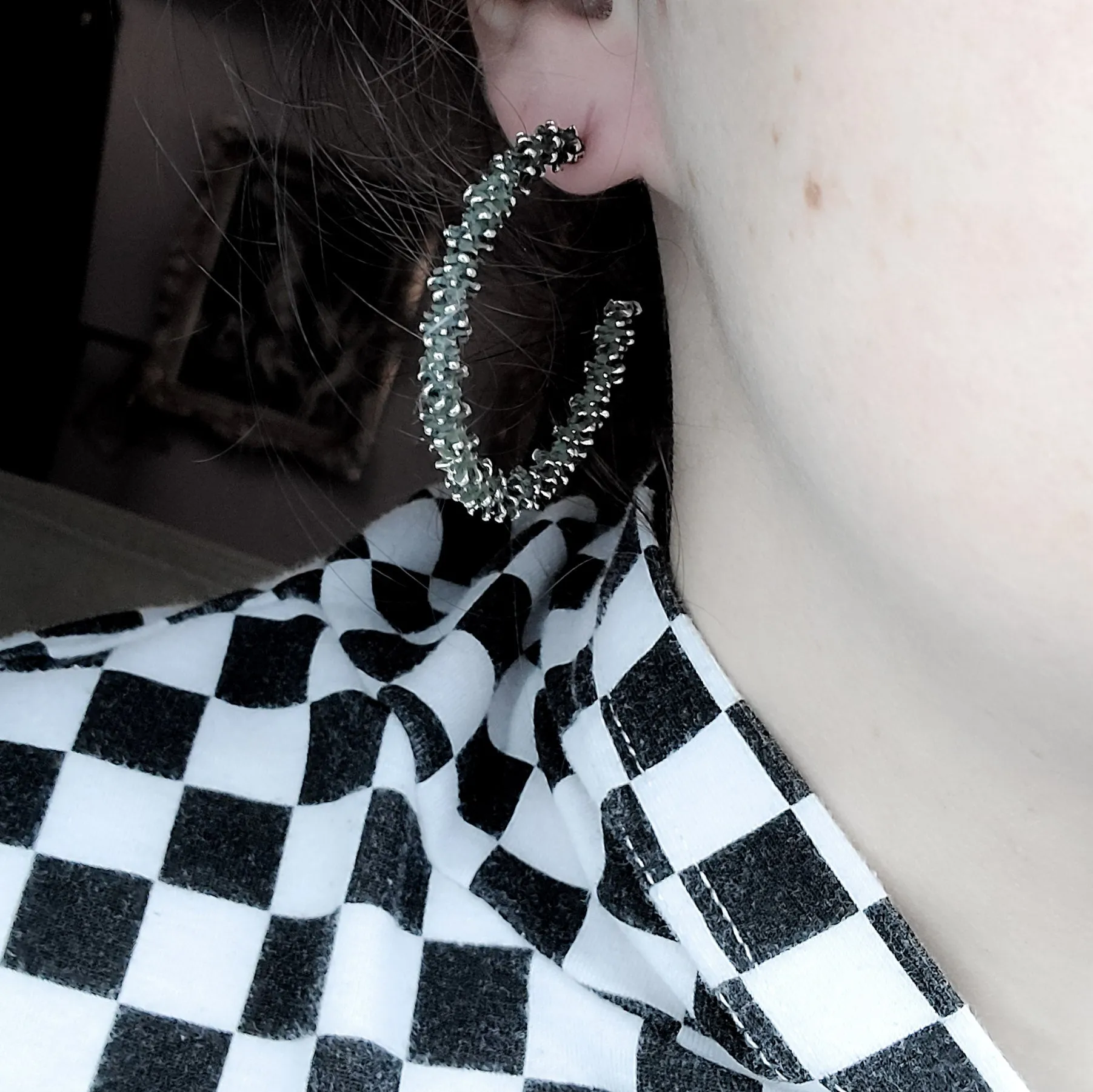 Silver Big Textured Hoops