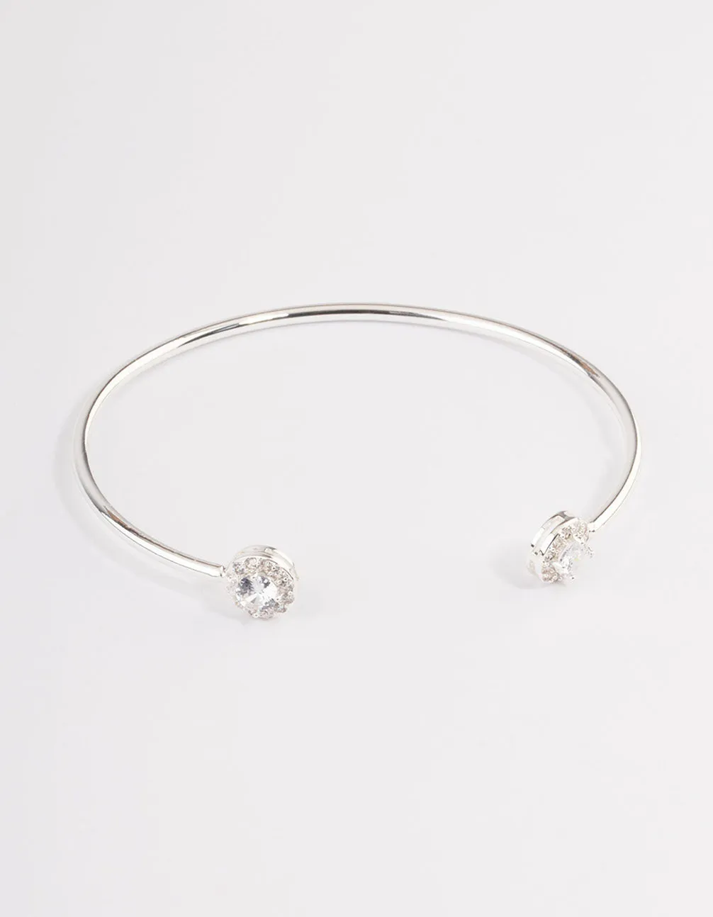 Silver Cubic Zirconia Circle Diamante End Bracelet