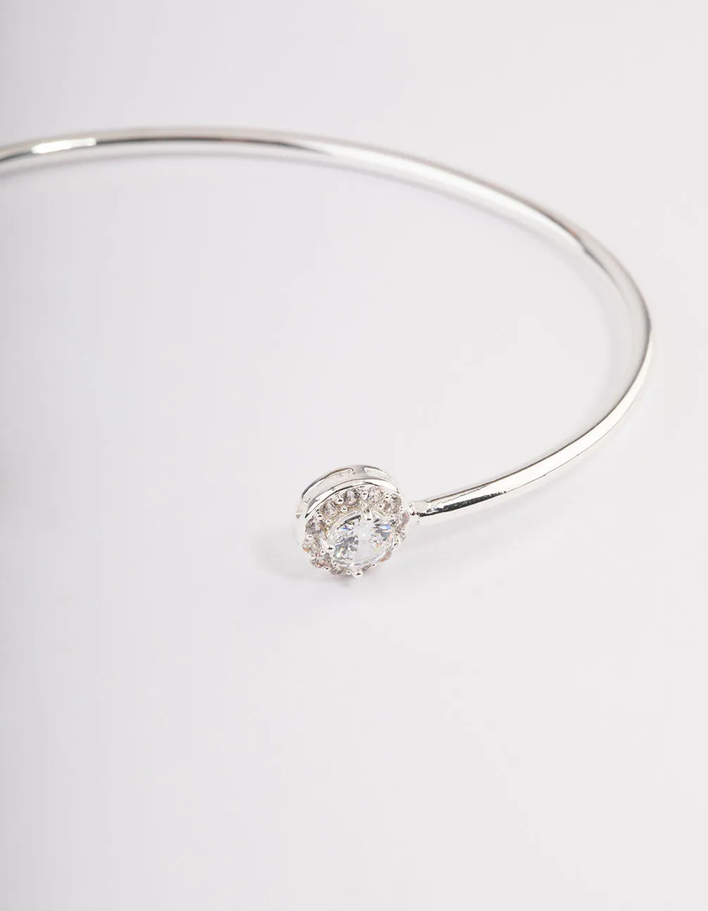Silver Cubic Zirconia Circle Diamante End Bracelet