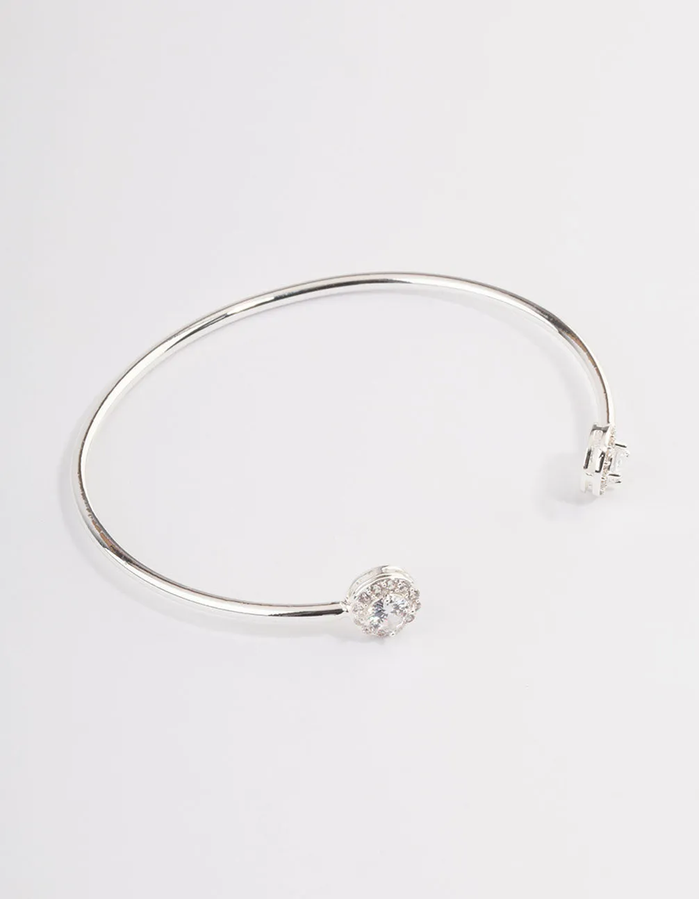 Silver Cubic Zirconia Circle Diamante End Bracelet