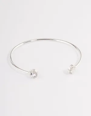 Silver Cubic Zirconia Circle Diamante End Bracelet
