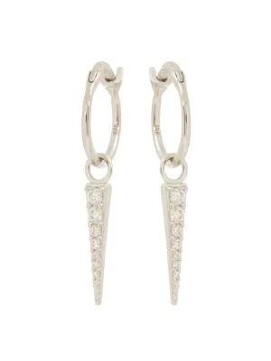 Silver Mini Pave Spike Charm Hoops