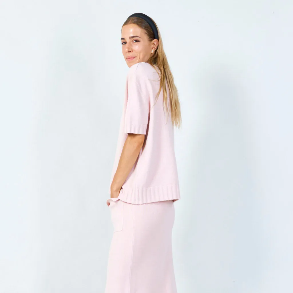 Simple short-sleeve knit sweater wholesale