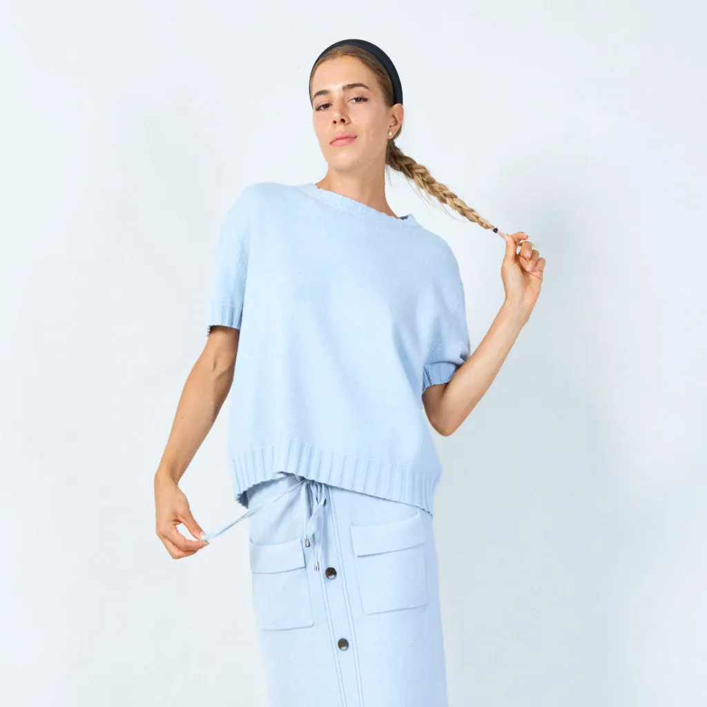 Simple short-sleeve knit sweater wholesale