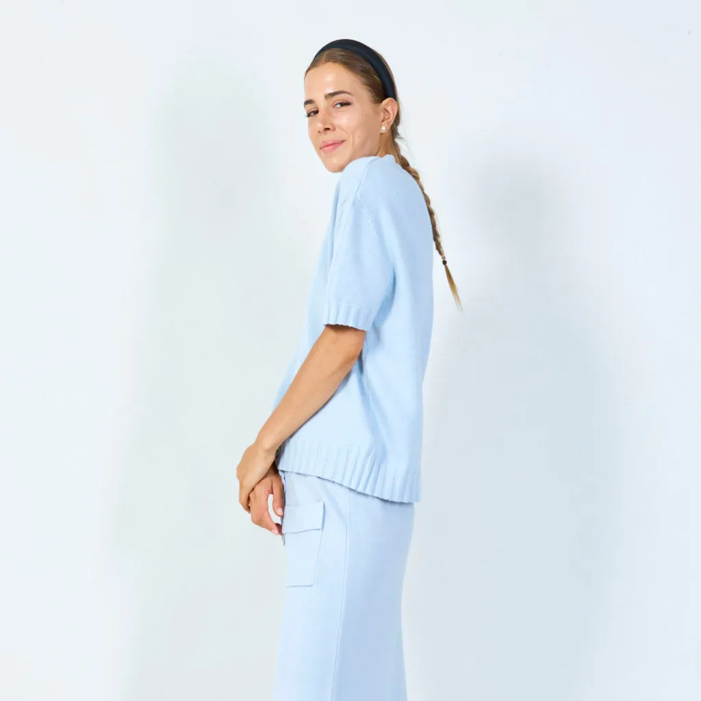 Simple short-sleeve knit sweater wholesale