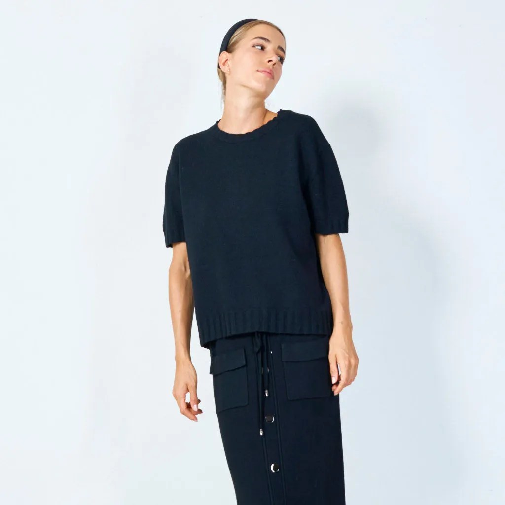 Simple short-sleeve knit sweater wholesale
