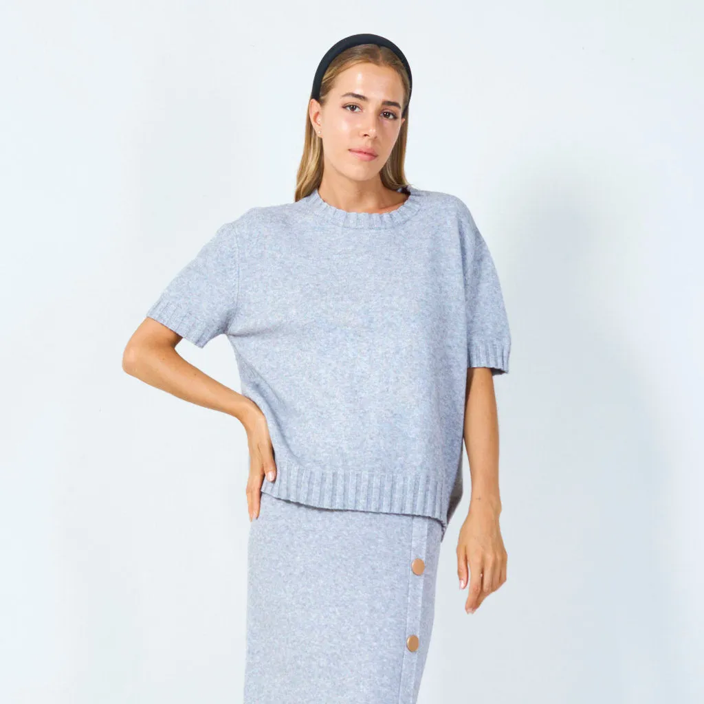 Simple short-sleeve knit sweater wholesale