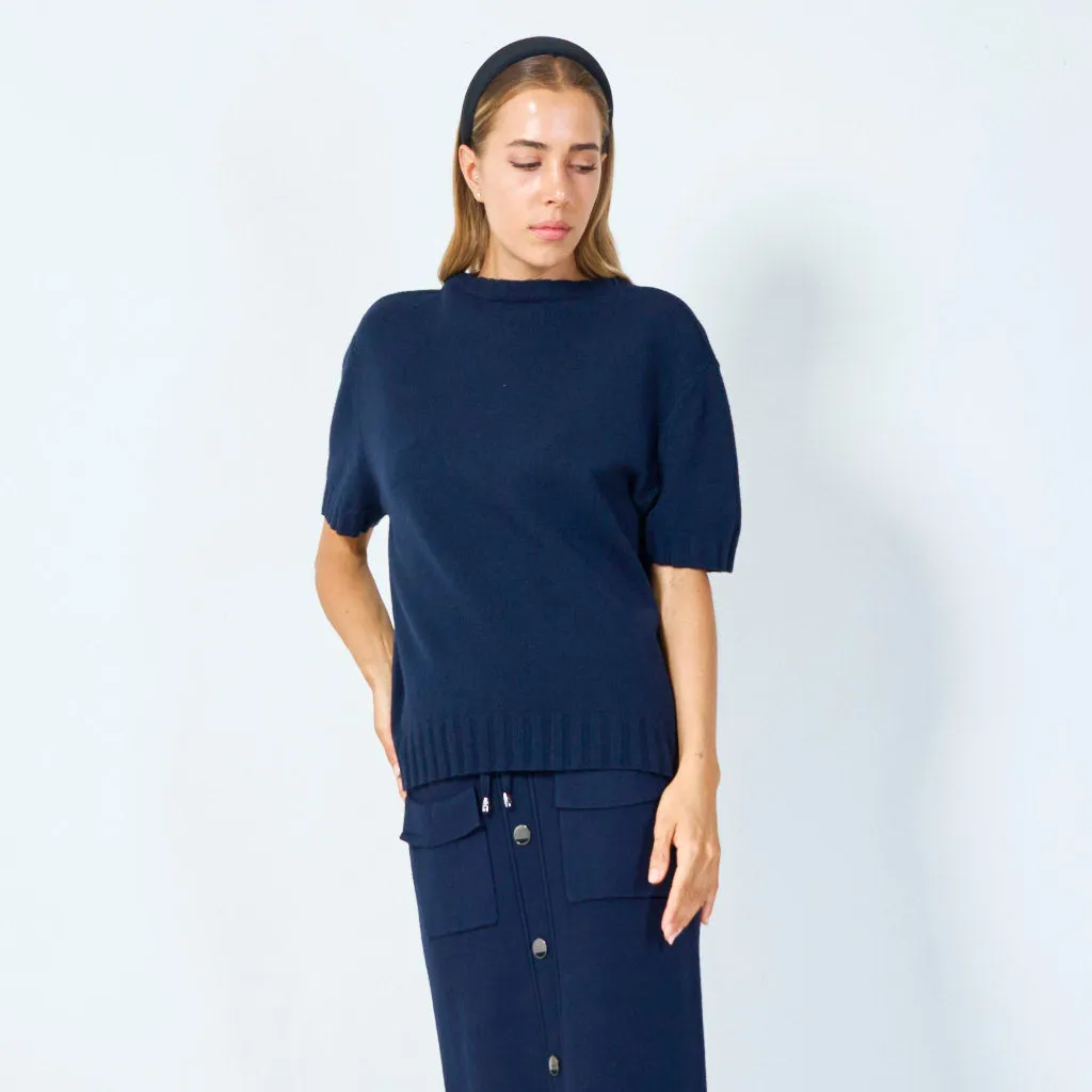 Simple short-sleeve knit sweater wholesale