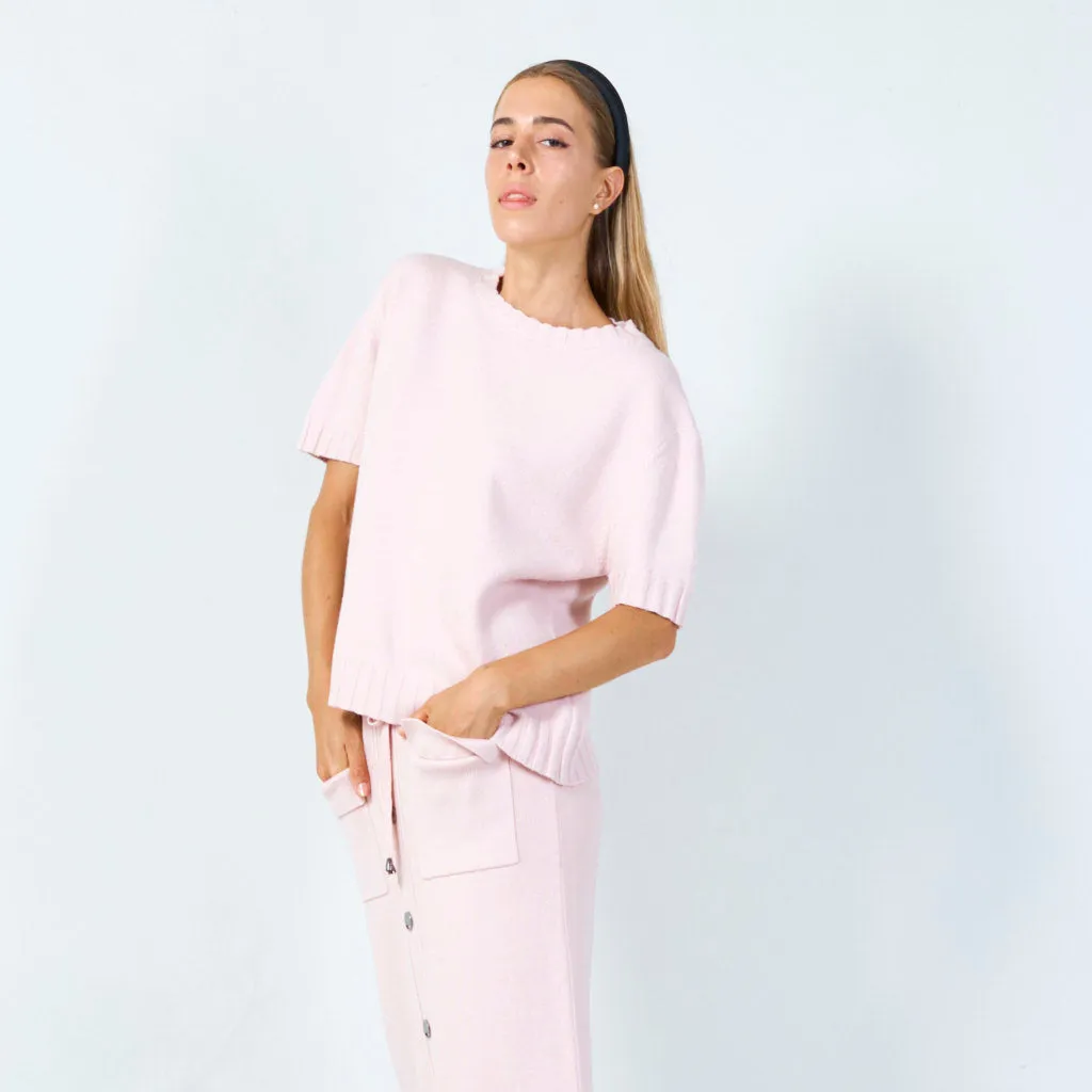 Simple short-sleeve knit sweater wholesale