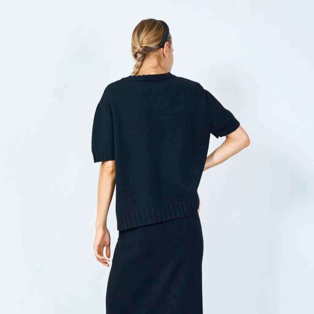 Simple short-sleeve knit sweater wholesale