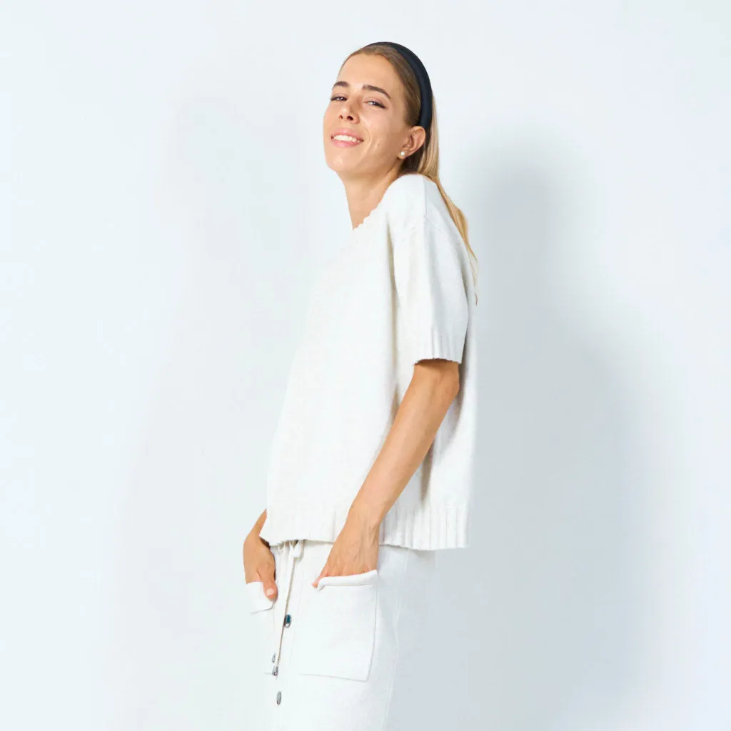 Simple short-sleeve knit sweater wholesale