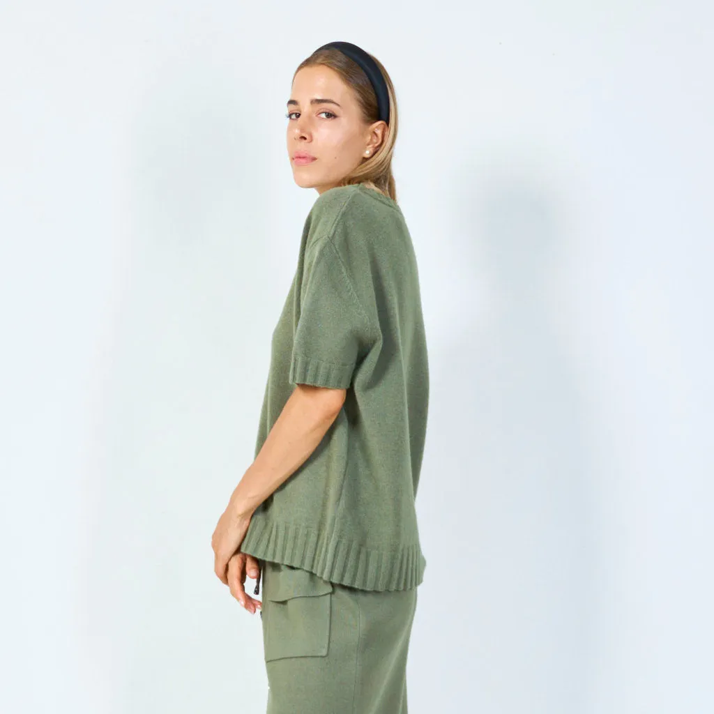 Simple short-sleeve knit sweater wholesale