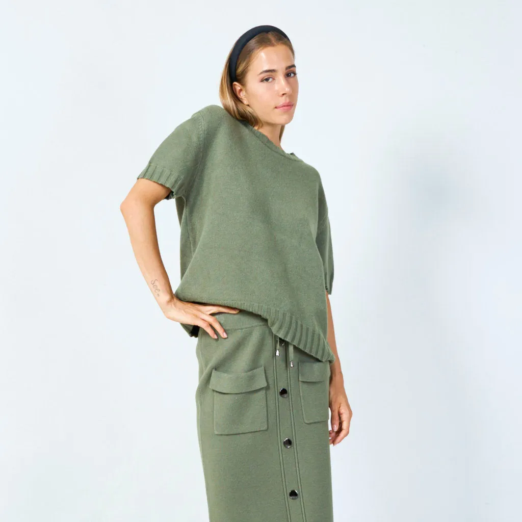 Simple short-sleeve knit sweater wholesale