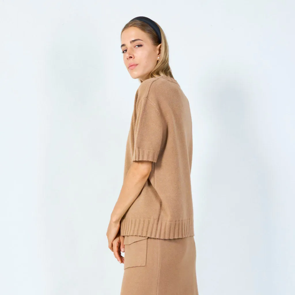 Simple short-sleeve knit sweater wholesale
