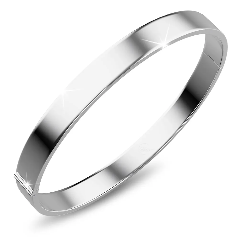 Solid 925 Sterling Silver Bold Bangle 6mm