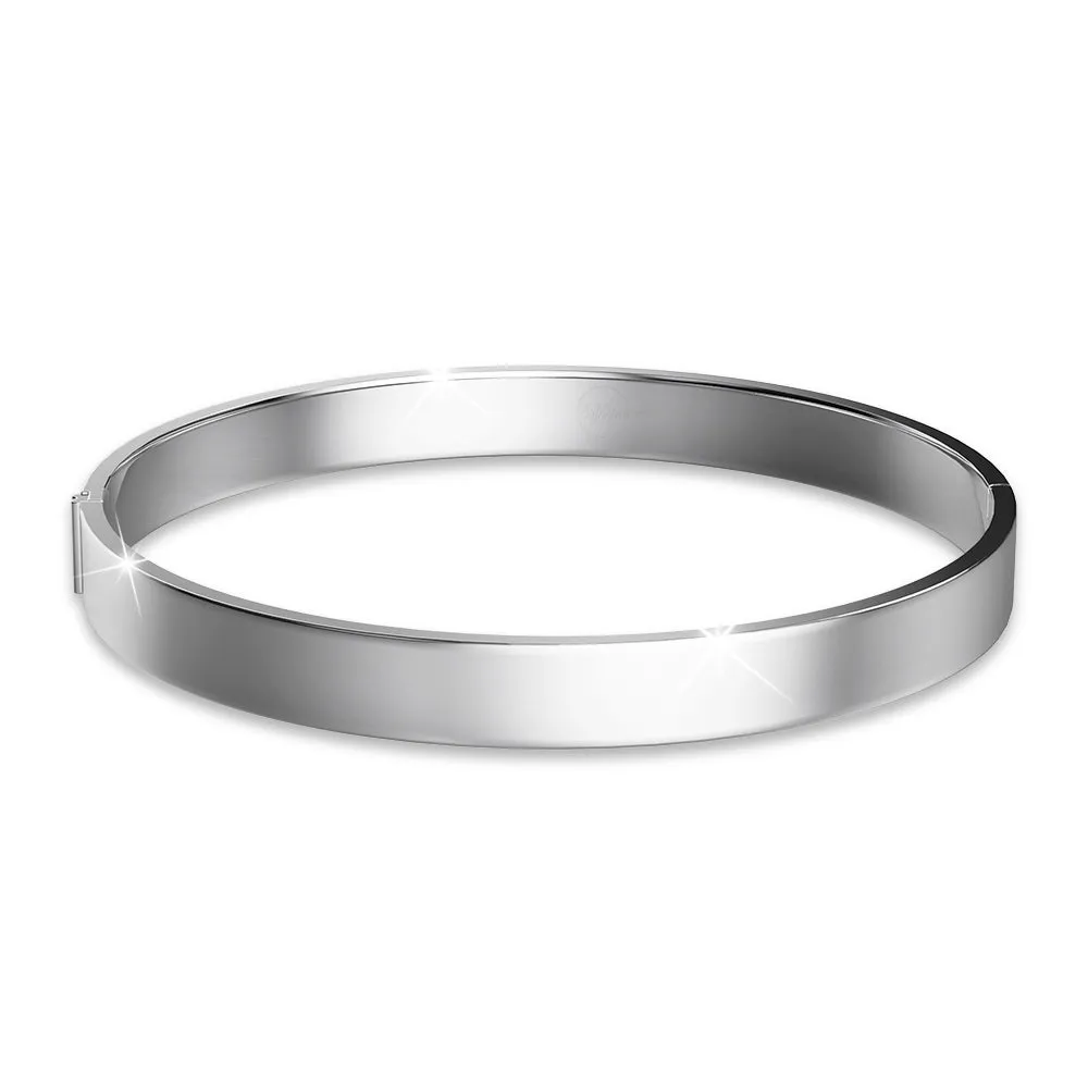 Solid 925 Sterling Silver Bold Bangle 6mm