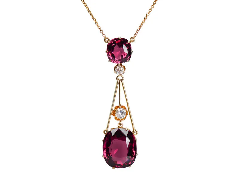 Splendour - Almandine Garnet Diamond Antique Pendant