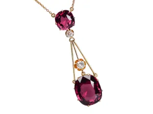 Splendour - Almandine Garnet Diamond Antique Pendant