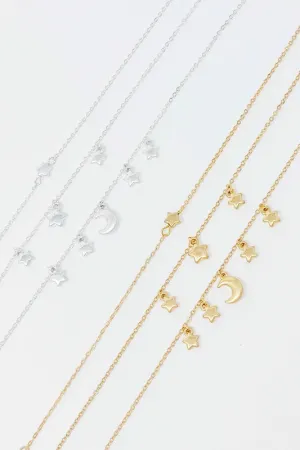 Starred Up Chain Anklet, Set of 3