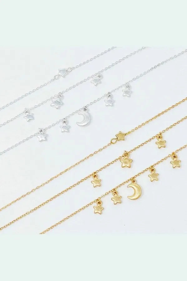 Starred Up Chain Anklet, Set of 3