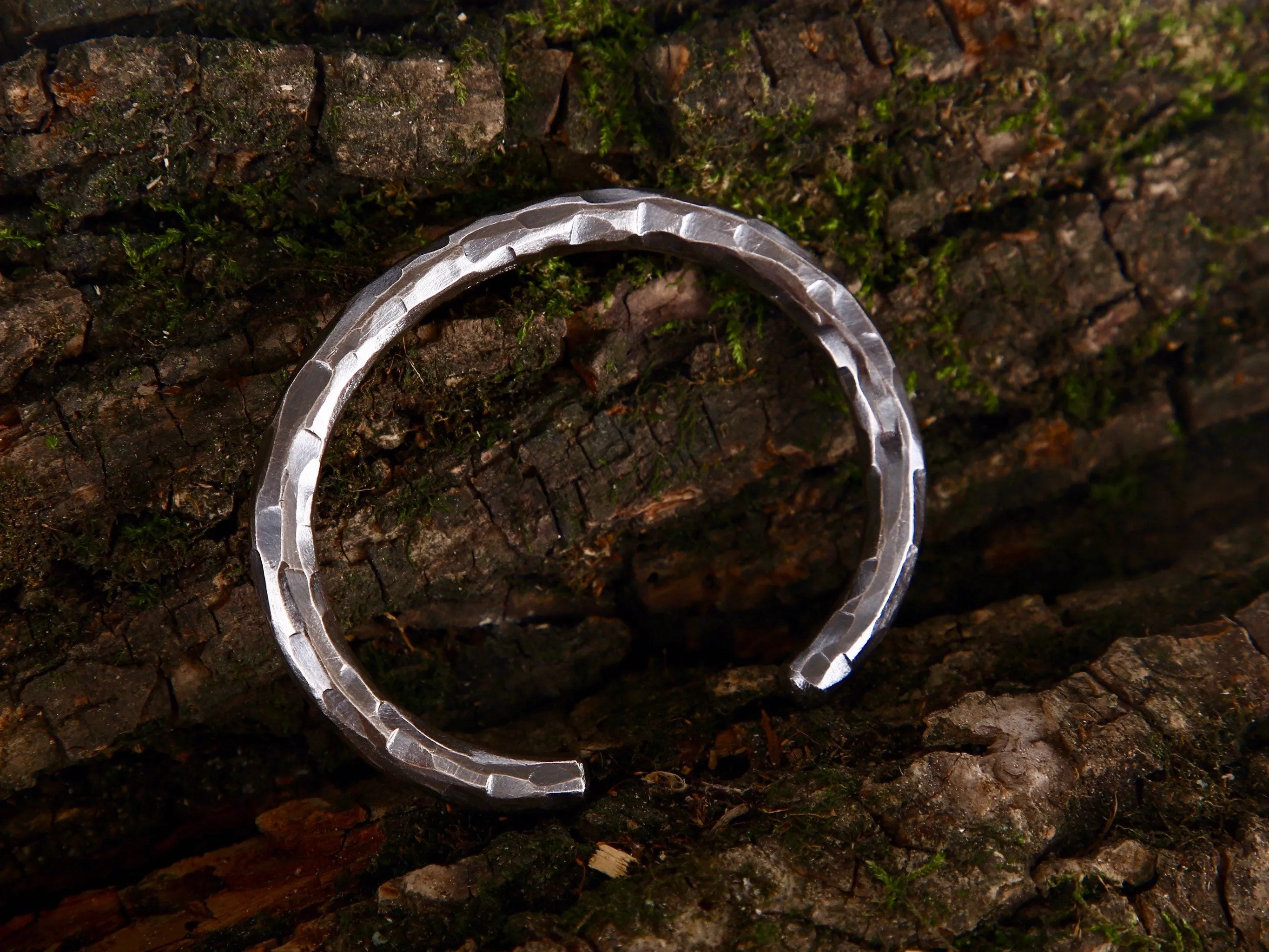 Sterling Silver Bracelets for Men, Silver Cuff Bracelet, oxidized cuff, hammered bracelet, rustic cuff meteor crater bangle viking bracelet