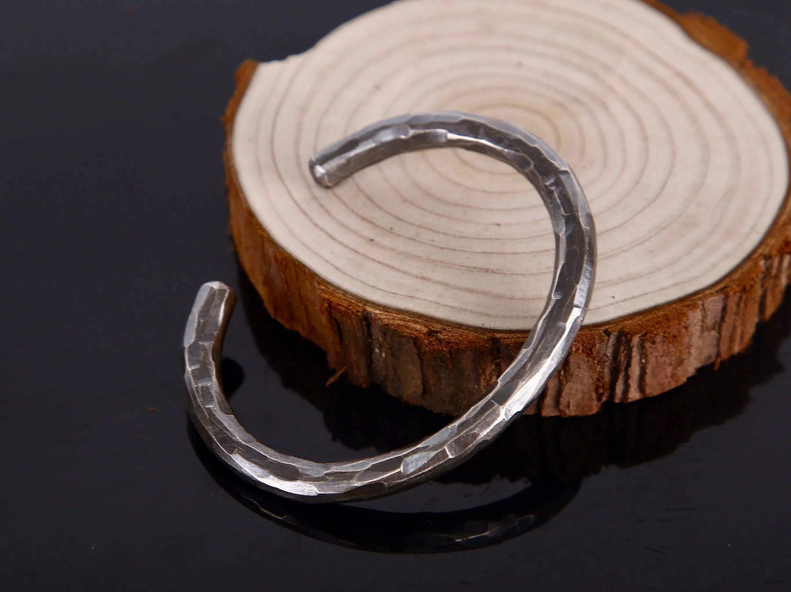 Sterling Silver Bracelets for Men, Silver Cuff Bracelet, oxidized cuff, hammered bracelet, rustic cuff meteor crater bangle viking bracelet