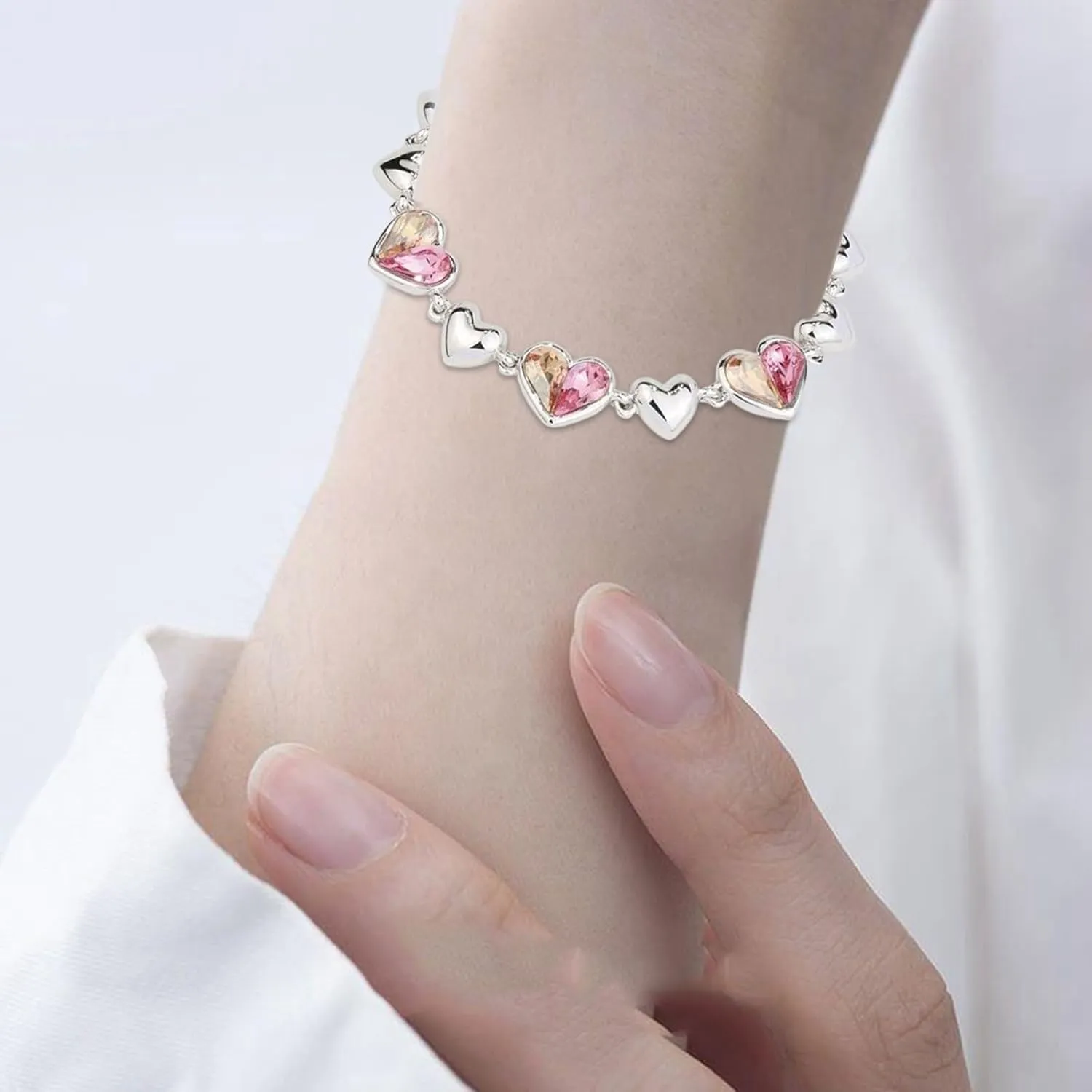 Sterling Silver Bracelets for Women, Trendy Heart Bracelets for Women, Gold Bracelets for Men Birthday Gifts for Her Women Couples Bracelets