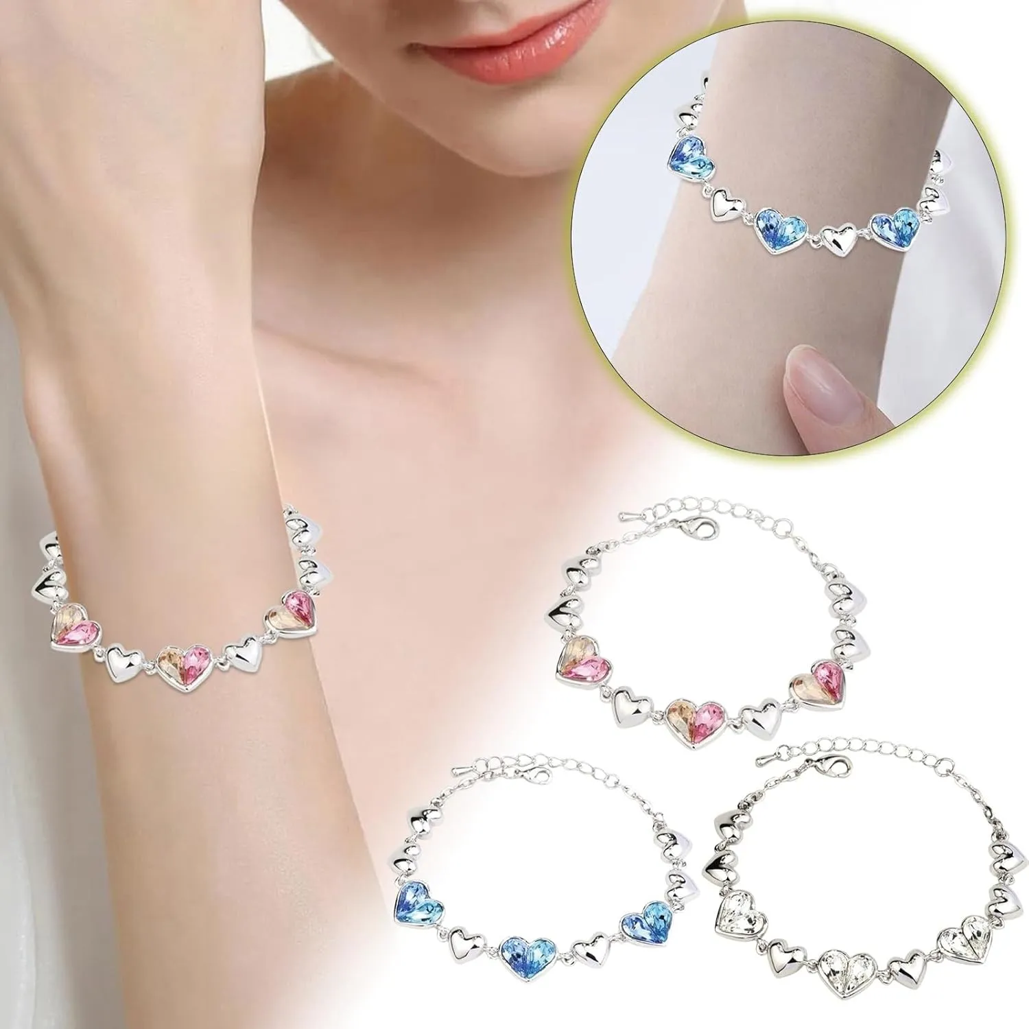 Sterling Silver Bracelets for Women, Trendy Heart Bracelets for Women, Gold Bracelets for Men Birthday Gifts for Her Women Couples Bracelets