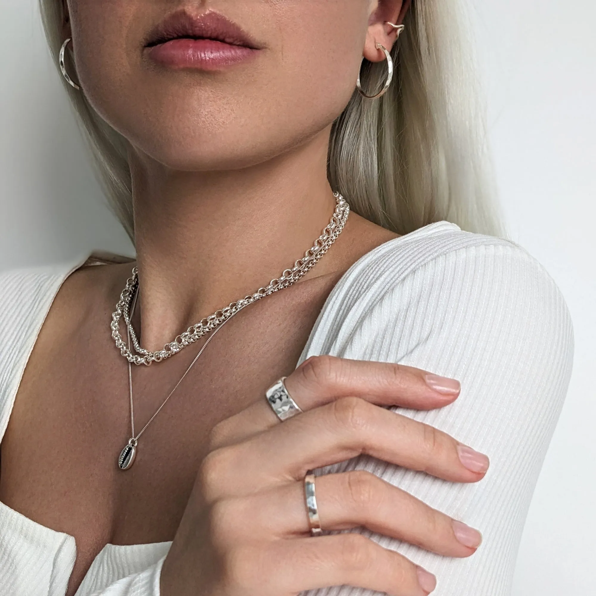 Sterling Silver Cowrie Shell Pendant - Seashell Necklace