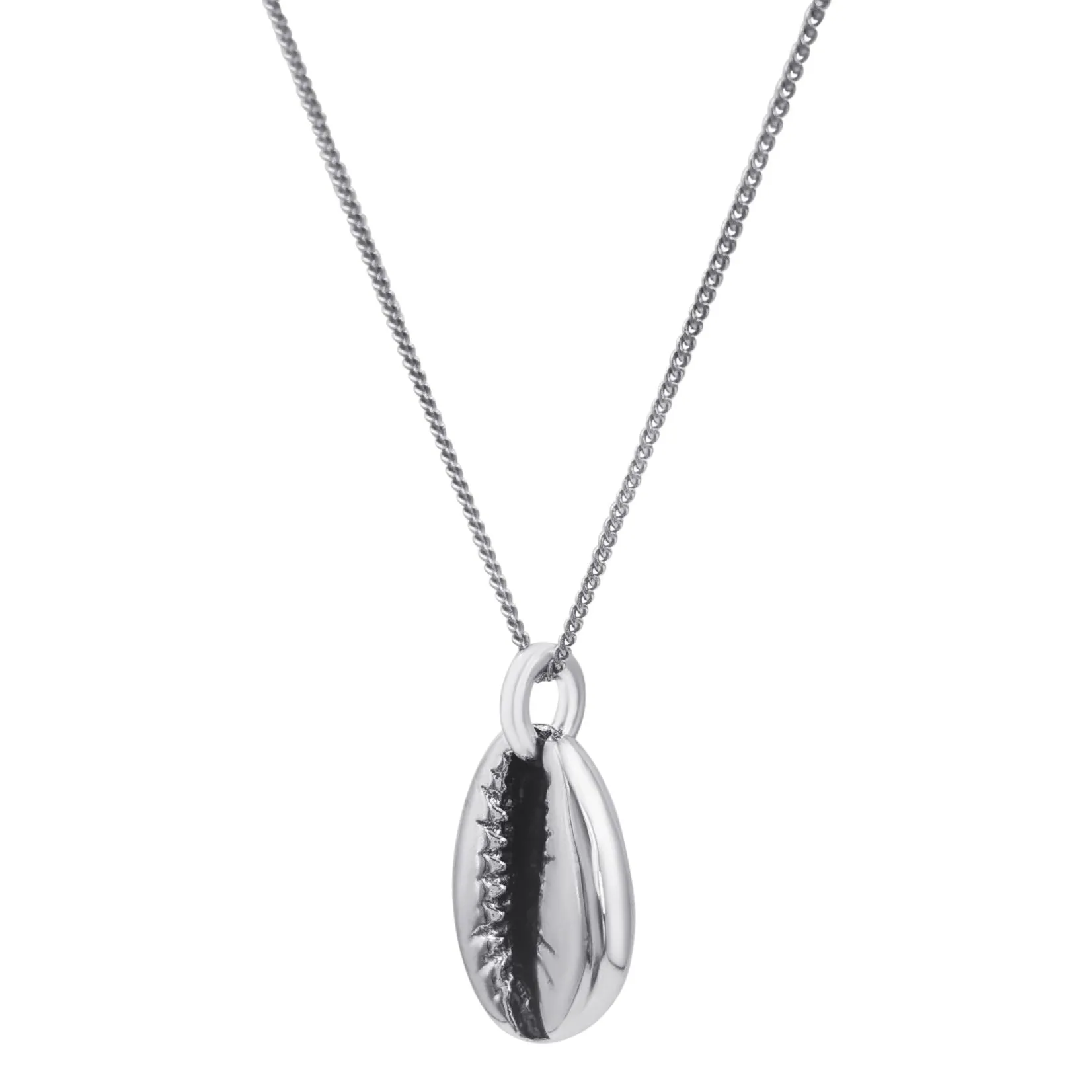 Sterling Silver Cowrie Shell Pendant - Seashell Necklace