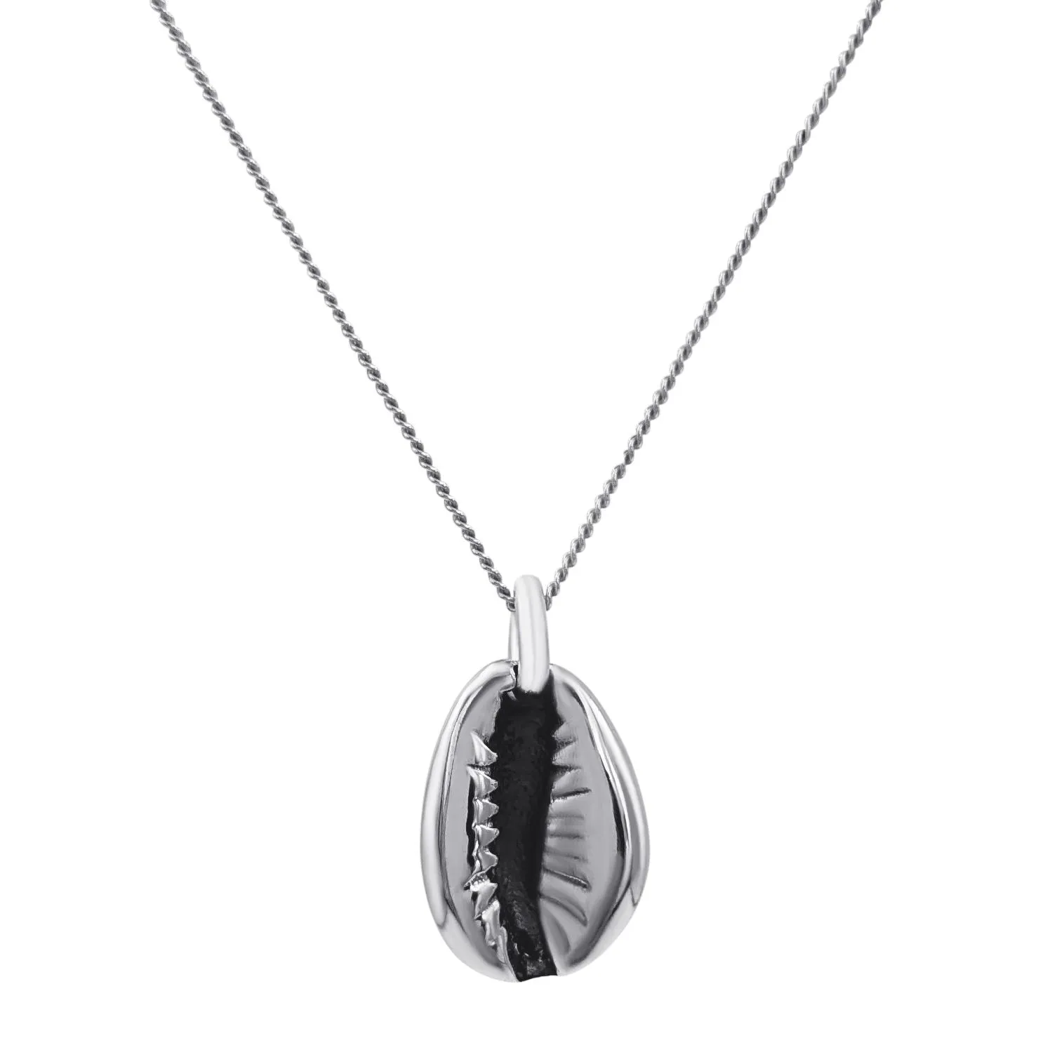 Sterling Silver Cowrie Shell Pendant - Seashell Necklace