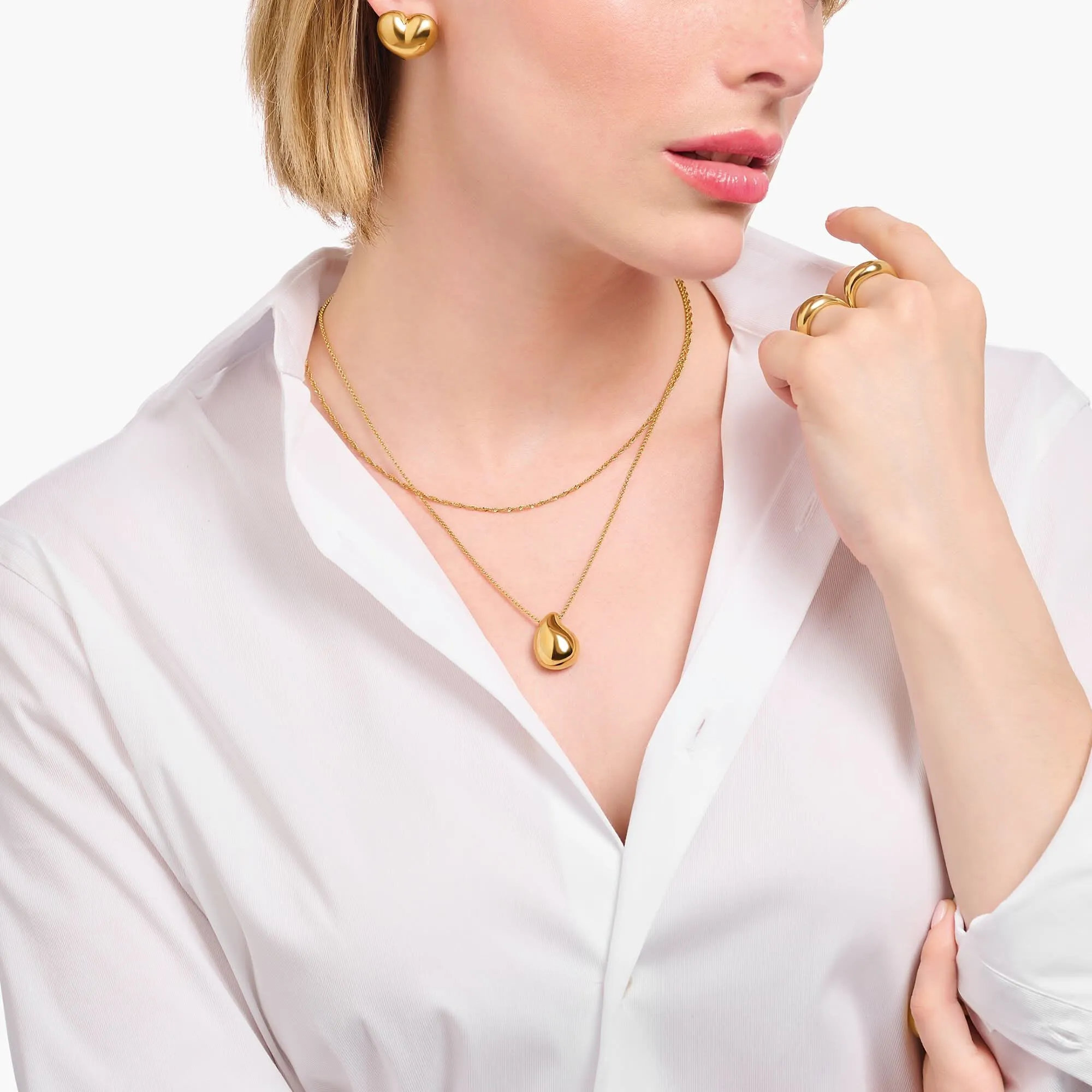 Sterling Silver Gold Plated Singaporean Necklace KE2284-413-39