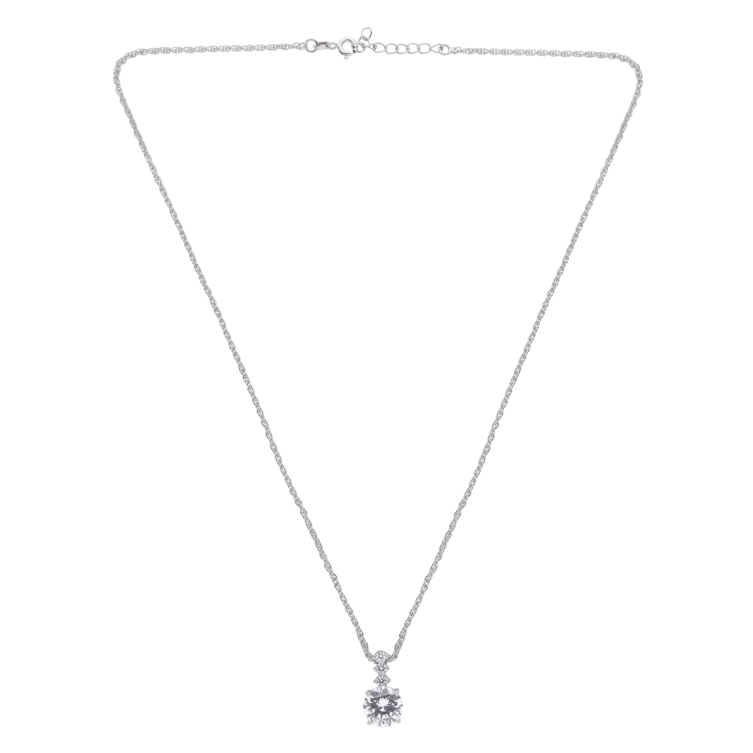 Sterling Silver Solitaire Pendant Necklace – A Classic Statement of Elegance | SKU : 0003579220, 0021424120, 0021424137