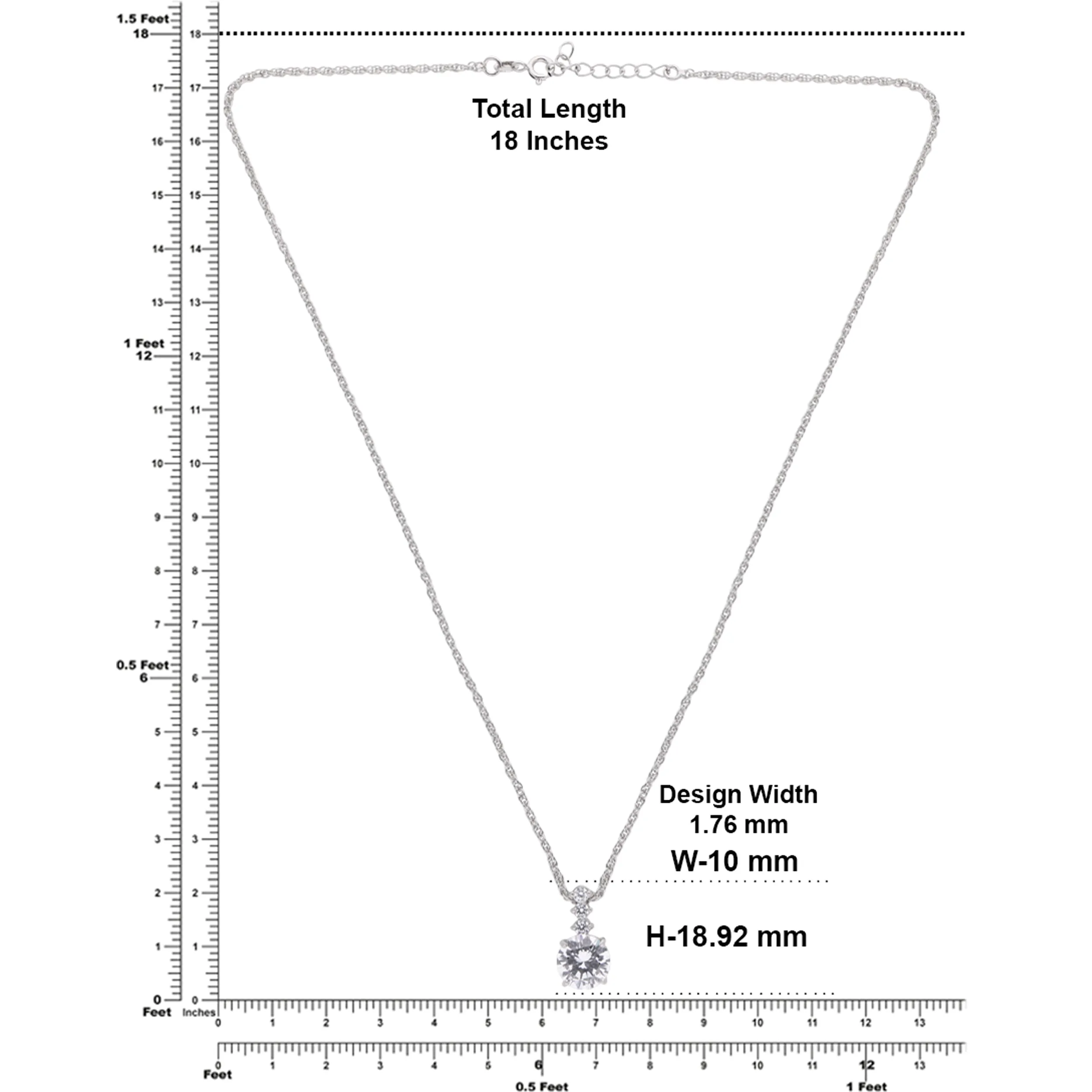 Sterling Silver Solitaire Pendant Necklace – A Classic Statement of Elegance | SKU : 0003579220, 0021424120, 0021424137