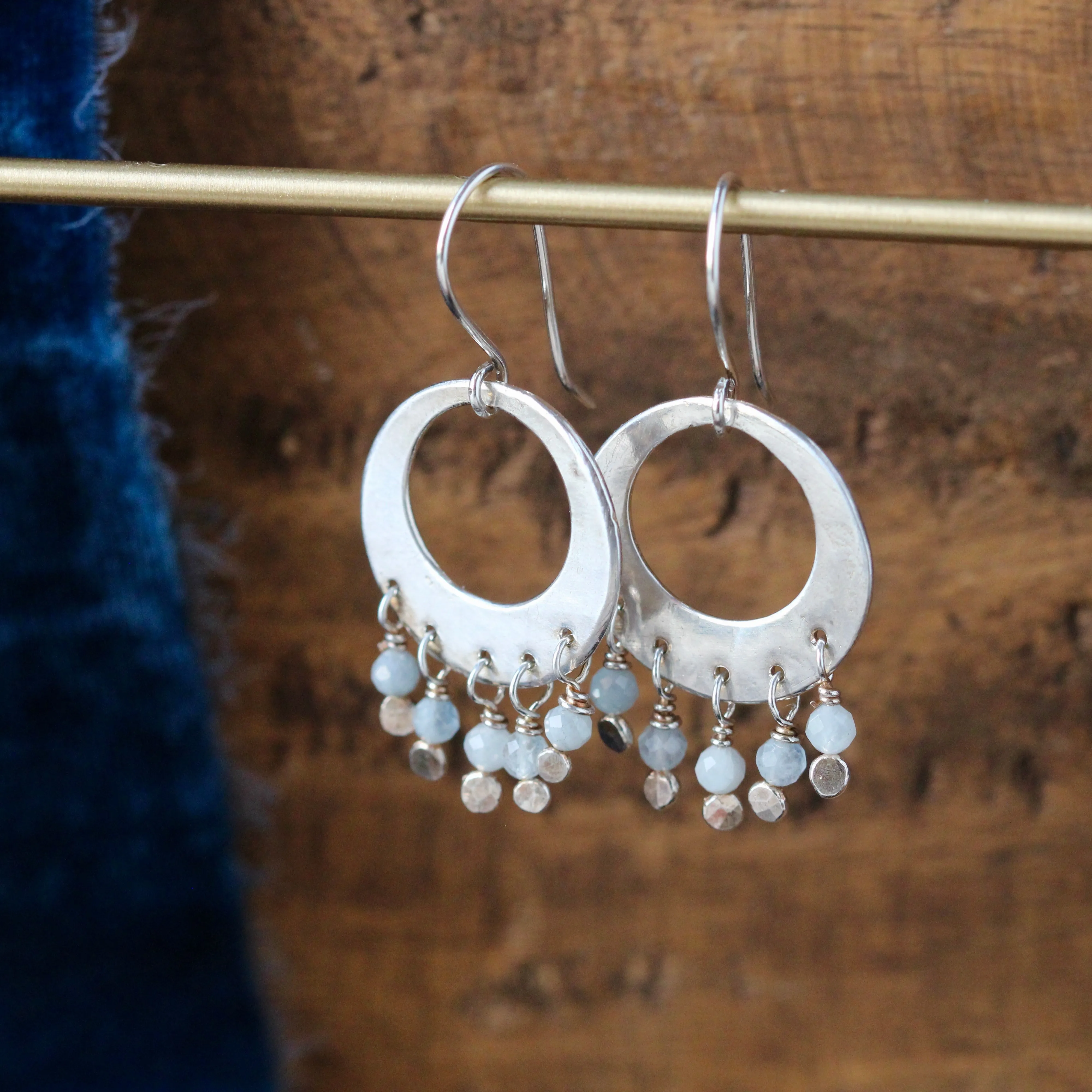 Stevie Earrings sterling silver and Aquamarine