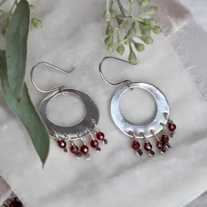 Stevie Earrings sterling silver and garnet