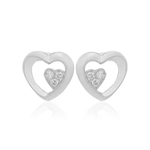 Subtle Shine 925 Rhodium Plated Dual Heart Studs