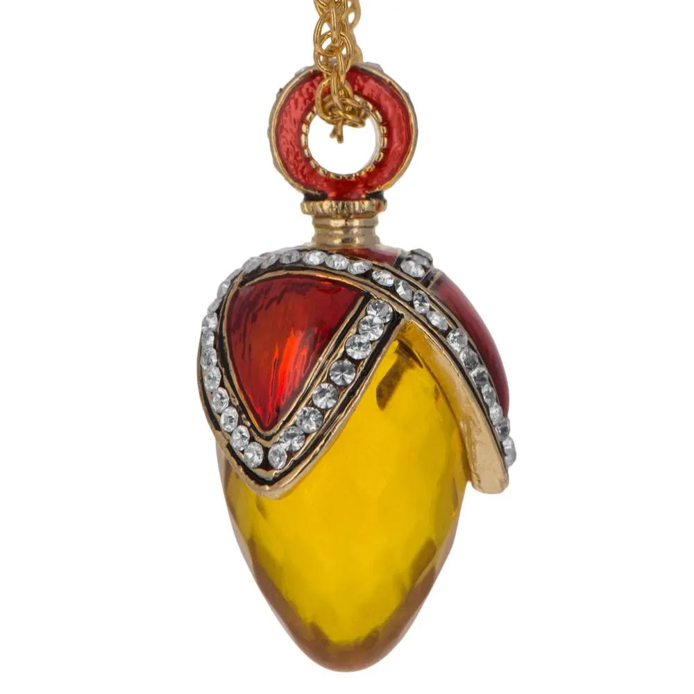 Sunset Glow: 20-Inch Royal Egg Pendant with Faux Amber Stone